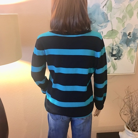 Ann Taylor LOFT Striped V-neck Pullover Sweater - Picture 3 of 5